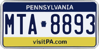 PA license plate MTA8893