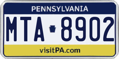 PA license plate MTA8902