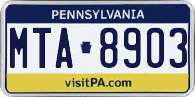 PA license plate MTA8903