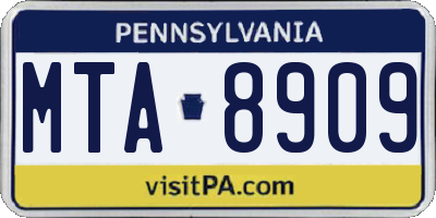 PA license plate MTA8909
