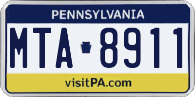 PA license plate MTA8911