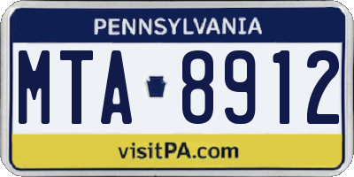 PA license plate MTA8912