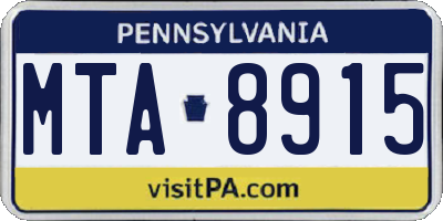 PA license plate MTA8915