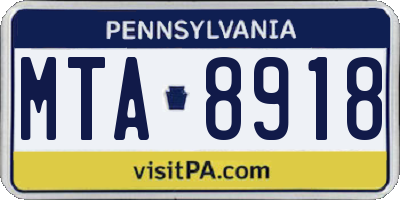 PA license plate MTA8918