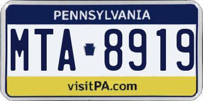 PA license plate MTA8919