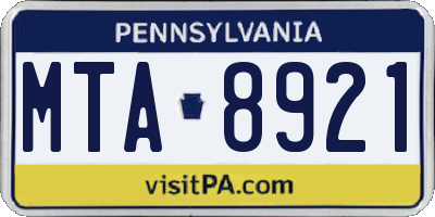 PA license plate MTA8921