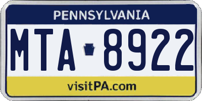 PA license plate MTA8922