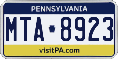 PA license plate MTA8923
