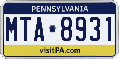 PA license plate MTA8931