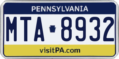 PA license plate MTA8932