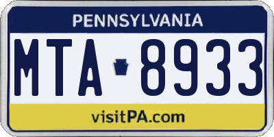 PA license plate MTA8933