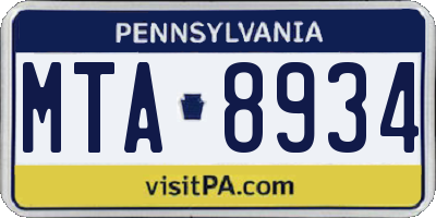 PA license plate MTA8934