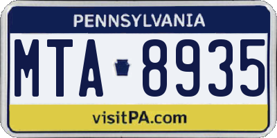 PA license plate MTA8935