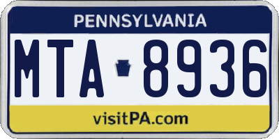 PA license plate MTA8936