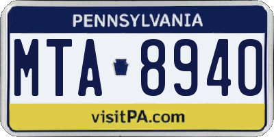PA license plate MTA8940