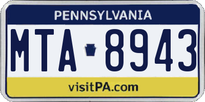 PA license plate MTA8943