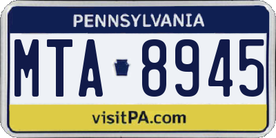 PA license plate MTA8945