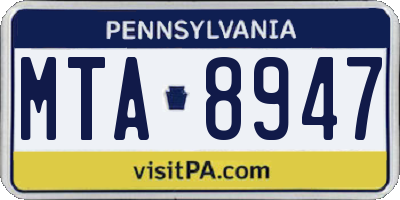 PA license plate MTA8947
