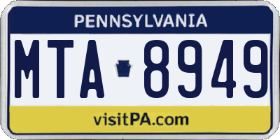 PA license plate MTA8949