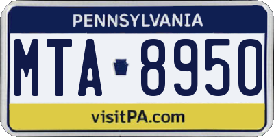 PA license plate MTA8950
