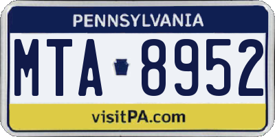 PA license plate MTA8952