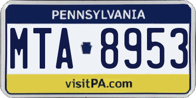PA license plate MTA8953