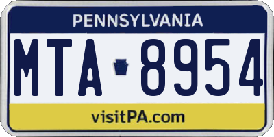 PA license plate MTA8954
