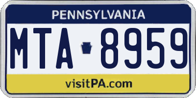PA license plate MTA8959
