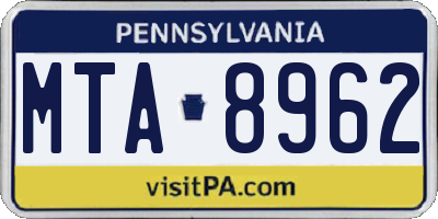 PA license plate MTA8962