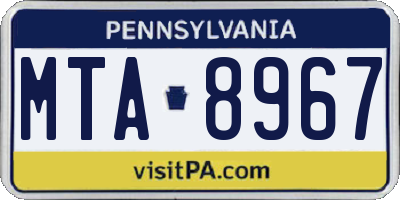 PA license plate MTA8967