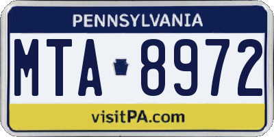 PA license plate MTA8972