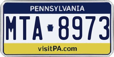 PA license plate MTA8973