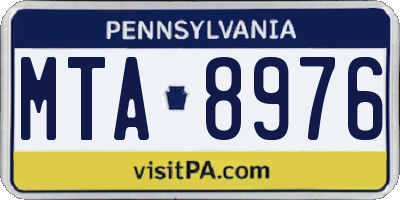 PA license plate MTA8976