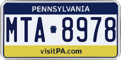 PA license plate MTA8978