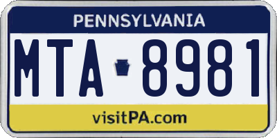 PA license plate MTA8981
