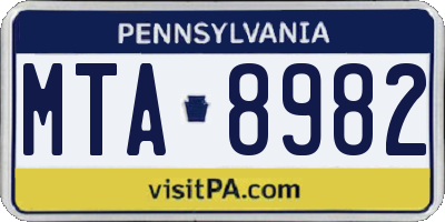 PA license plate MTA8982