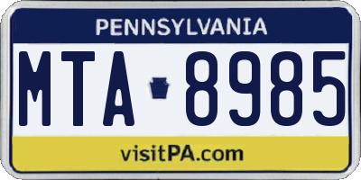 PA license plate MTA8985