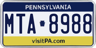 PA license plate MTA8988