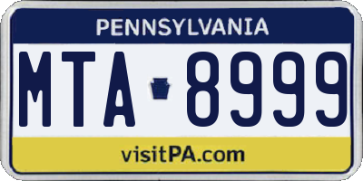 PA license plate MTA8999