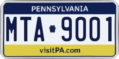 PA license plate MTA9001
