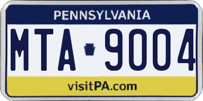 PA license plate MTA9004