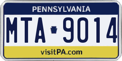 PA license plate MTA9014