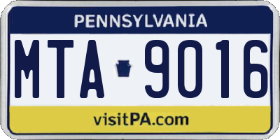 PA license plate MTA9016