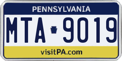 PA license plate MTA9019