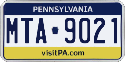 PA license plate MTA9021