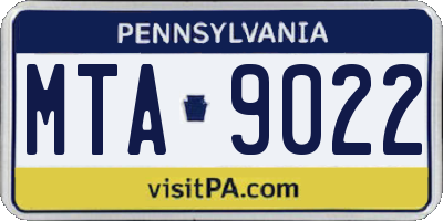 PA license plate MTA9022