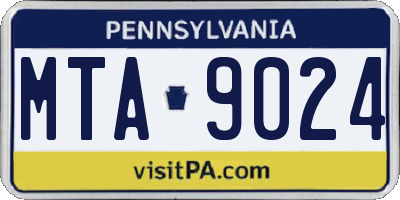 PA license plate MTA9024