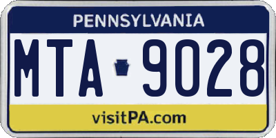 PA license plate MTA9028