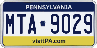 PA license plate MTA9029
