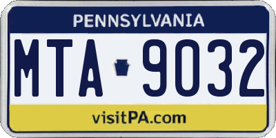 PA license plate MTA9032